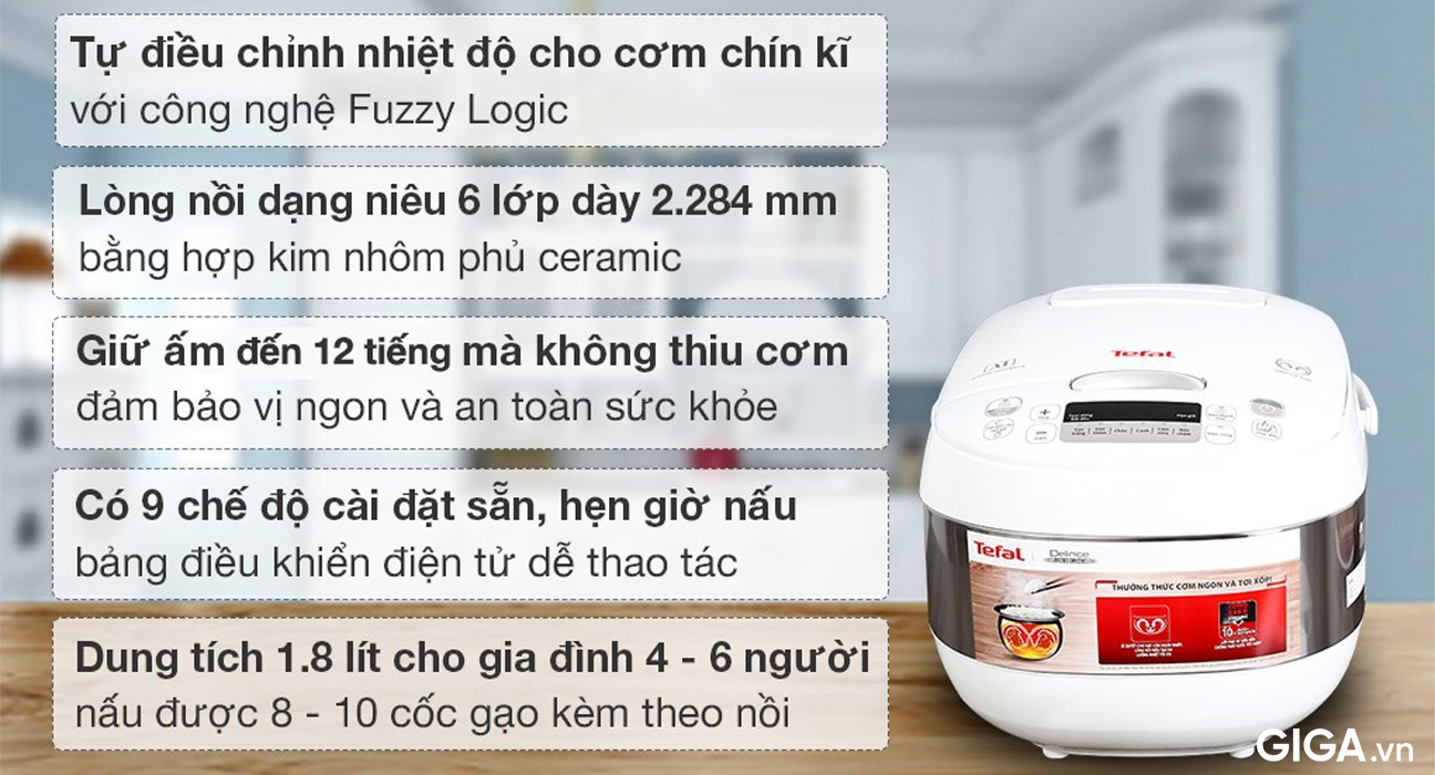 Nồi cơm điện Tefal 1.8 lít RK752168